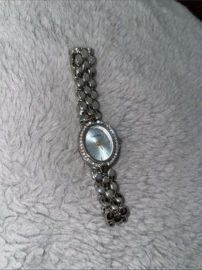 Ellen Tracy Silver-Tone Crystal Bezel Women's Bracelet Watch